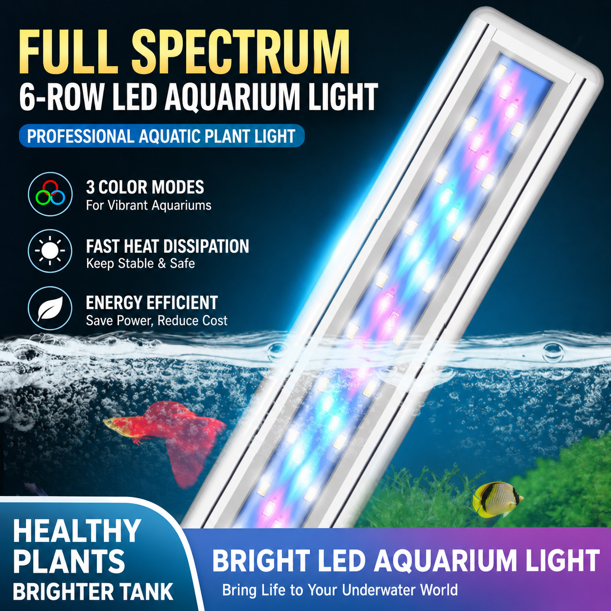 Aquarium Fish Light Lamp - 220V LED Aquarium Plant Light RGBW
