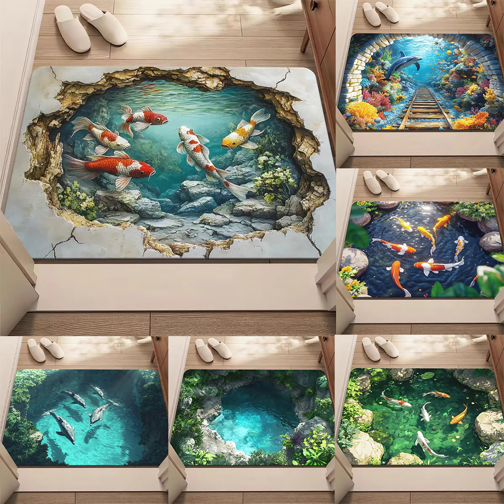 3D Illusion Carp Doormat Uniqu - đánh giá và giá Aquarium Fish Koi