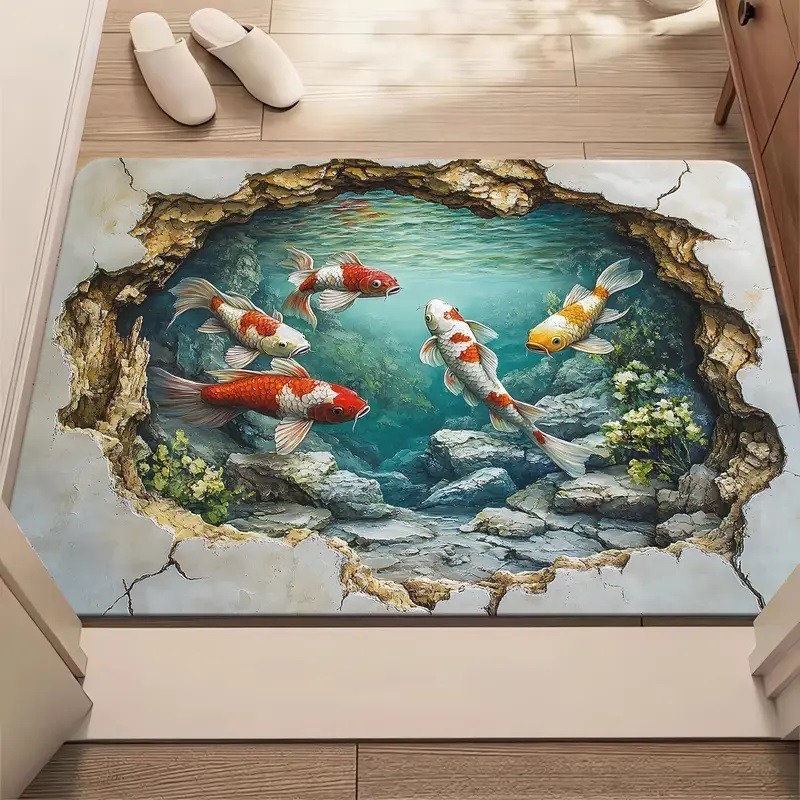 3D Illusion Carp Doormat Uniqu - đánh giá và giá Aquarium Fish Koi