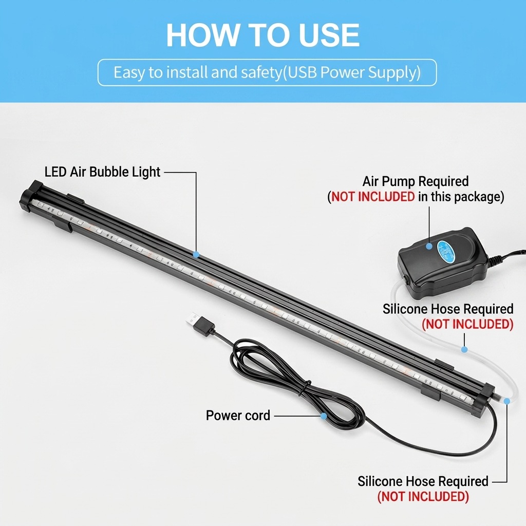 USB LED Aquarium Air Bubble Li - đánh giá và giá Aquarium Fish Light Lamp